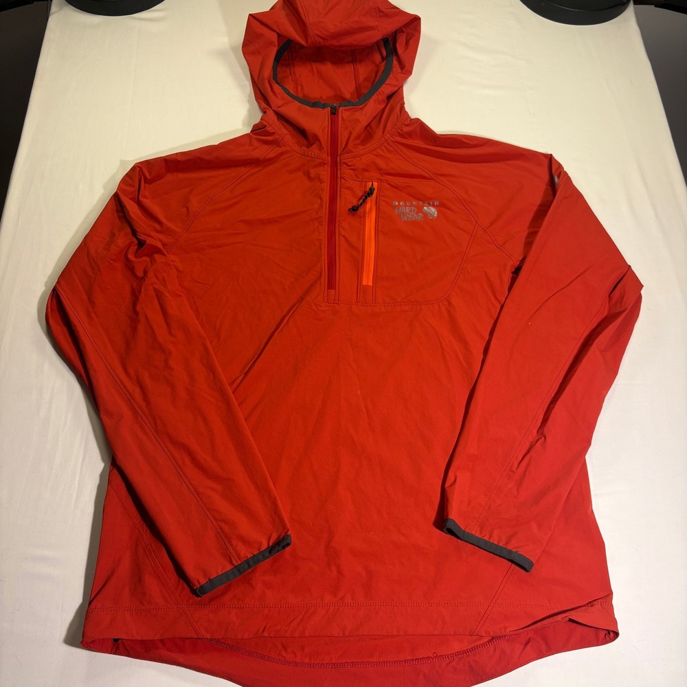 Mountain Hardwear Kor Preshell Hoody Mens Medium Orange Red Half Zip Jacket